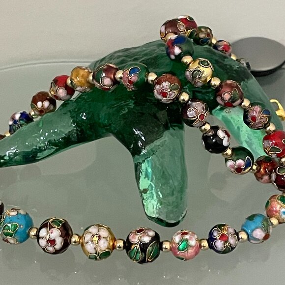 Cloisonne Necklace Graduated Bead Sizes - Picture 3 of 6